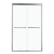Modern Semi Frameless Bypass Sliding Shower Enclosure - Brushed Silver