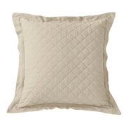 Diamond Linen - Linen Cotton Diamond Quilted Euro Sham - Light Tan