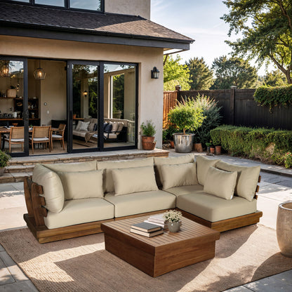 Mirella - 4 Piece Water Resistant Fabric Outdoor Patio Modular Sectional