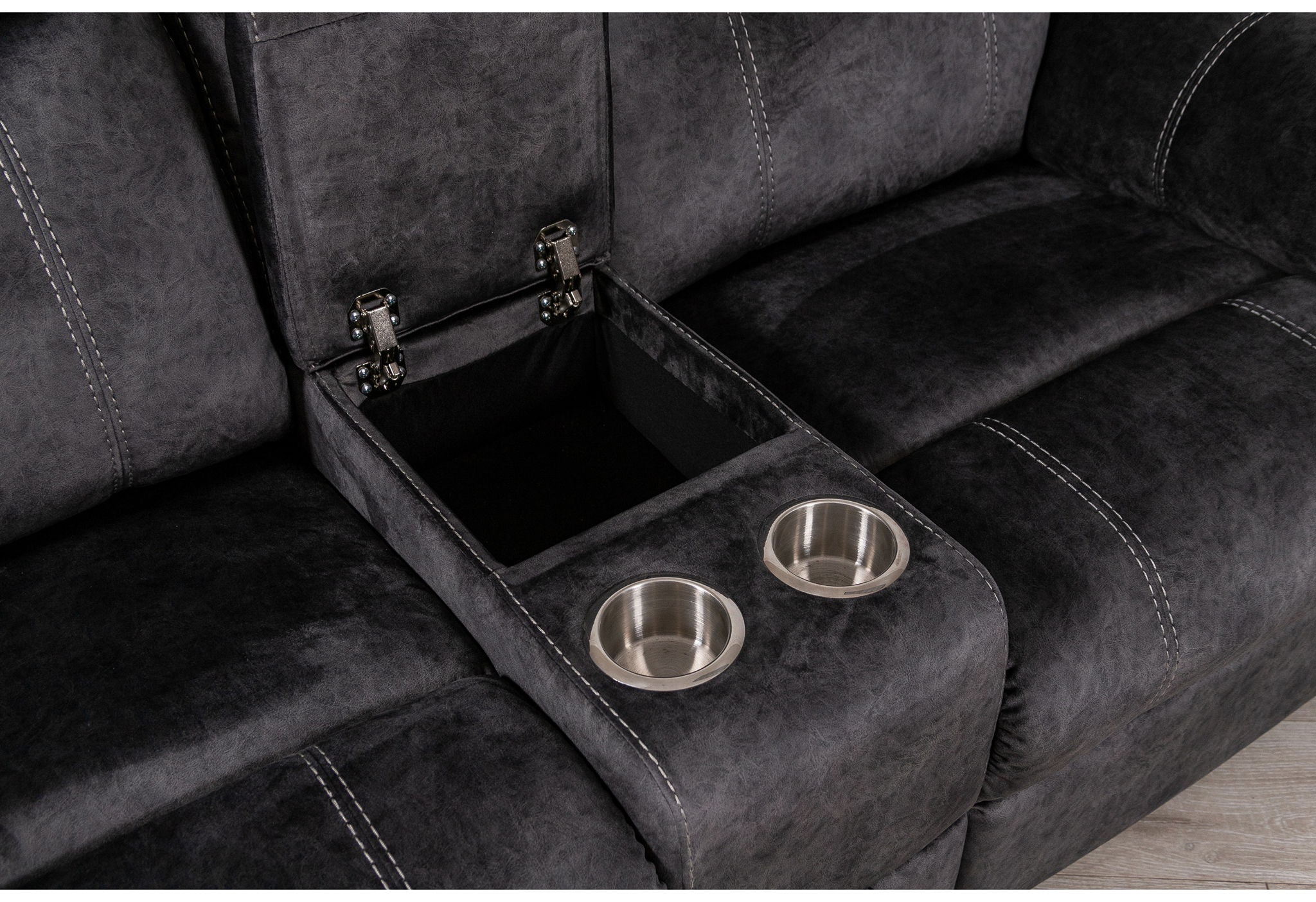 U7303 - 3 Piece Living Room Set (Recliner Sofa / Console Power Recliner Loveseat / Glider Recliner) - Granite