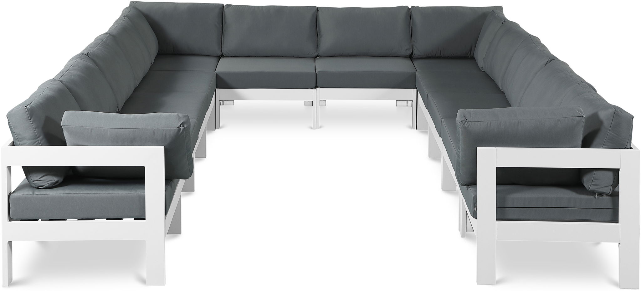 Nizuc - Outdoor Patio 12 Piece Modular Sectional With White Frame