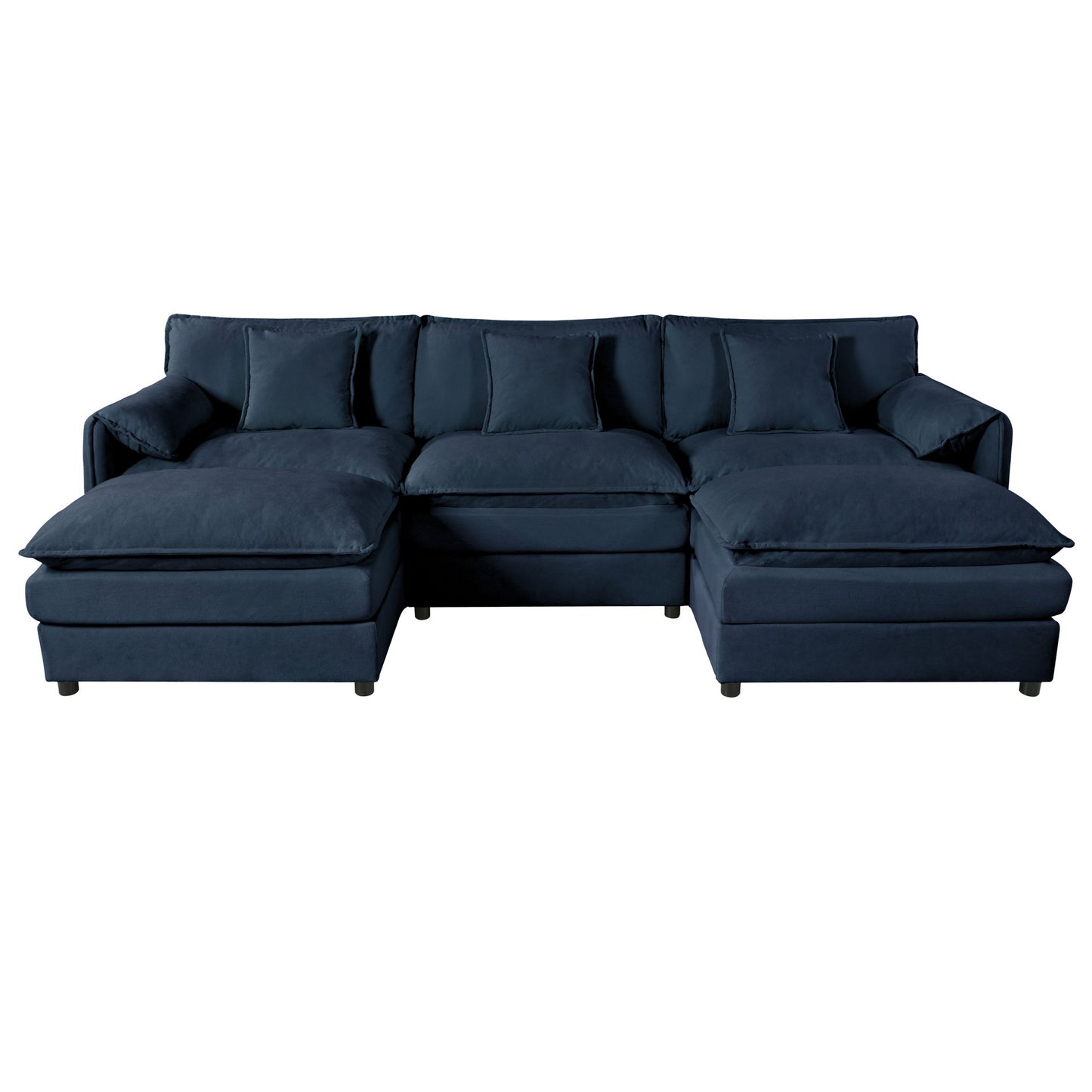 Modern Comfy Deep Seat Modular Sectional Sofa Cloud Couch With Ottoman