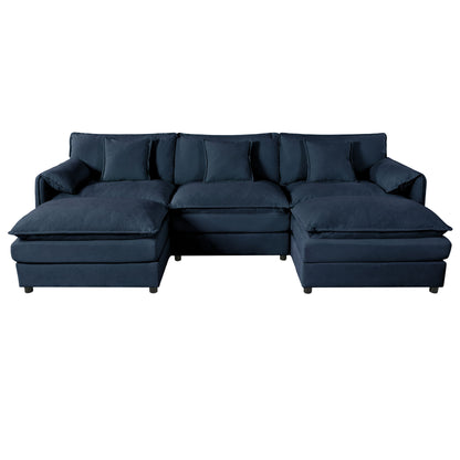 Modern Comfy Deep Seat Modular Sectional Sofa Cloud Couch With Ottoman
