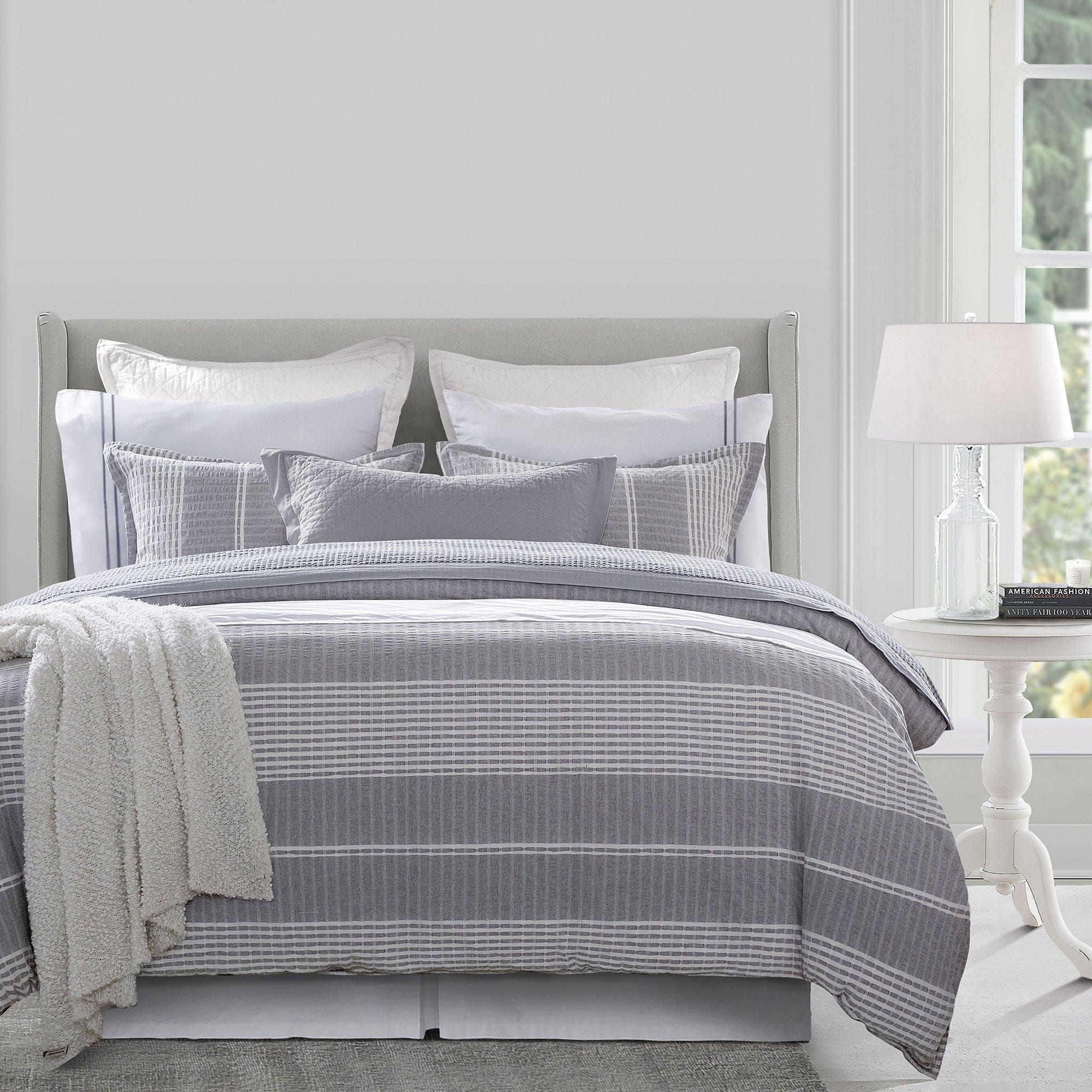 Lane - King Stripe Comforter Set (Set of 3) - Gray