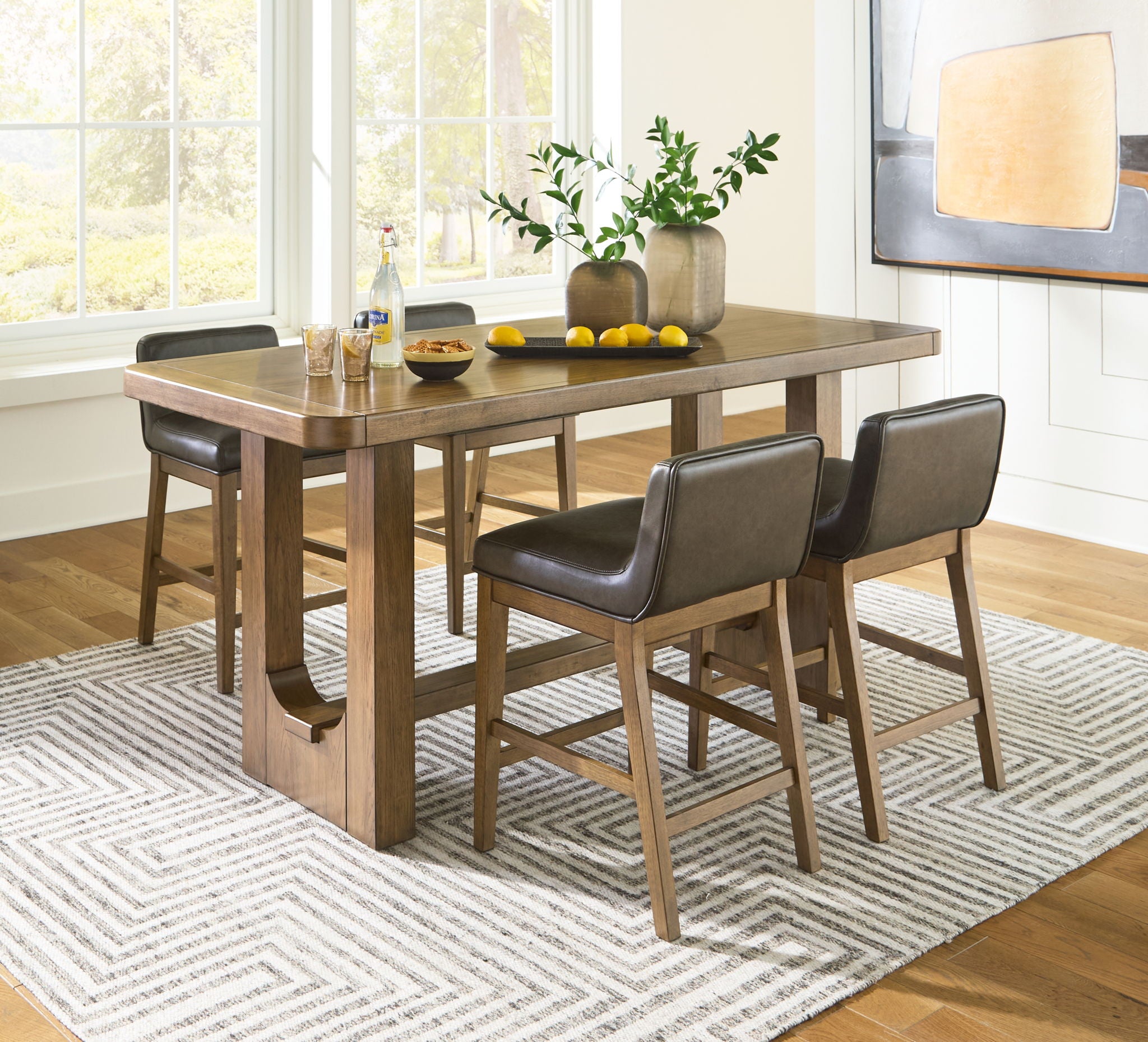 Cabalynn Rectangular Dining Room Counter Table Set