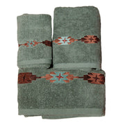 Socorro - Embroidered Towel Set (Set of 3), 2 Per Carton - Turquoise