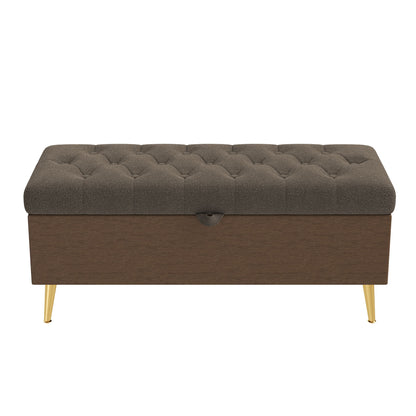 Modern Tufted Storage Ottoman Bench With Metal Legs