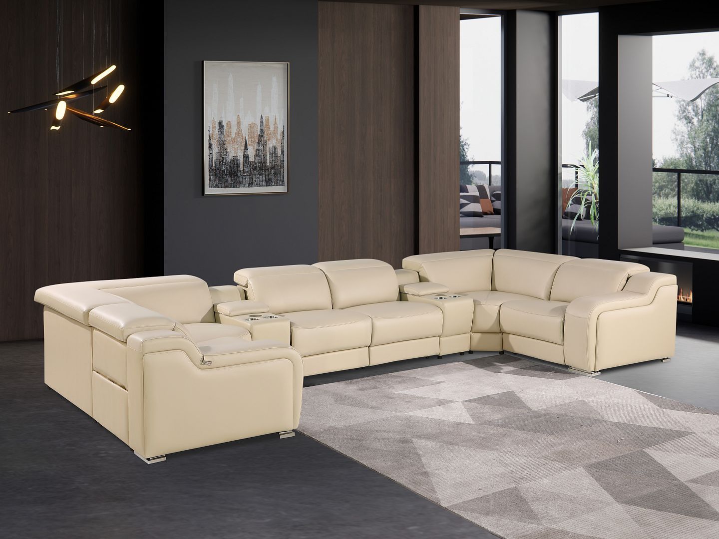 1116 - 8-Piece U-Shaped Sectional Sofa In With 2 Power Recliners & Power Headrests