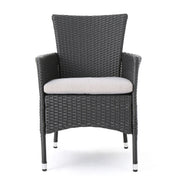Dimensional Outdoor Dining Chair With Cushion Seat And Iron Frame (Set of 2)