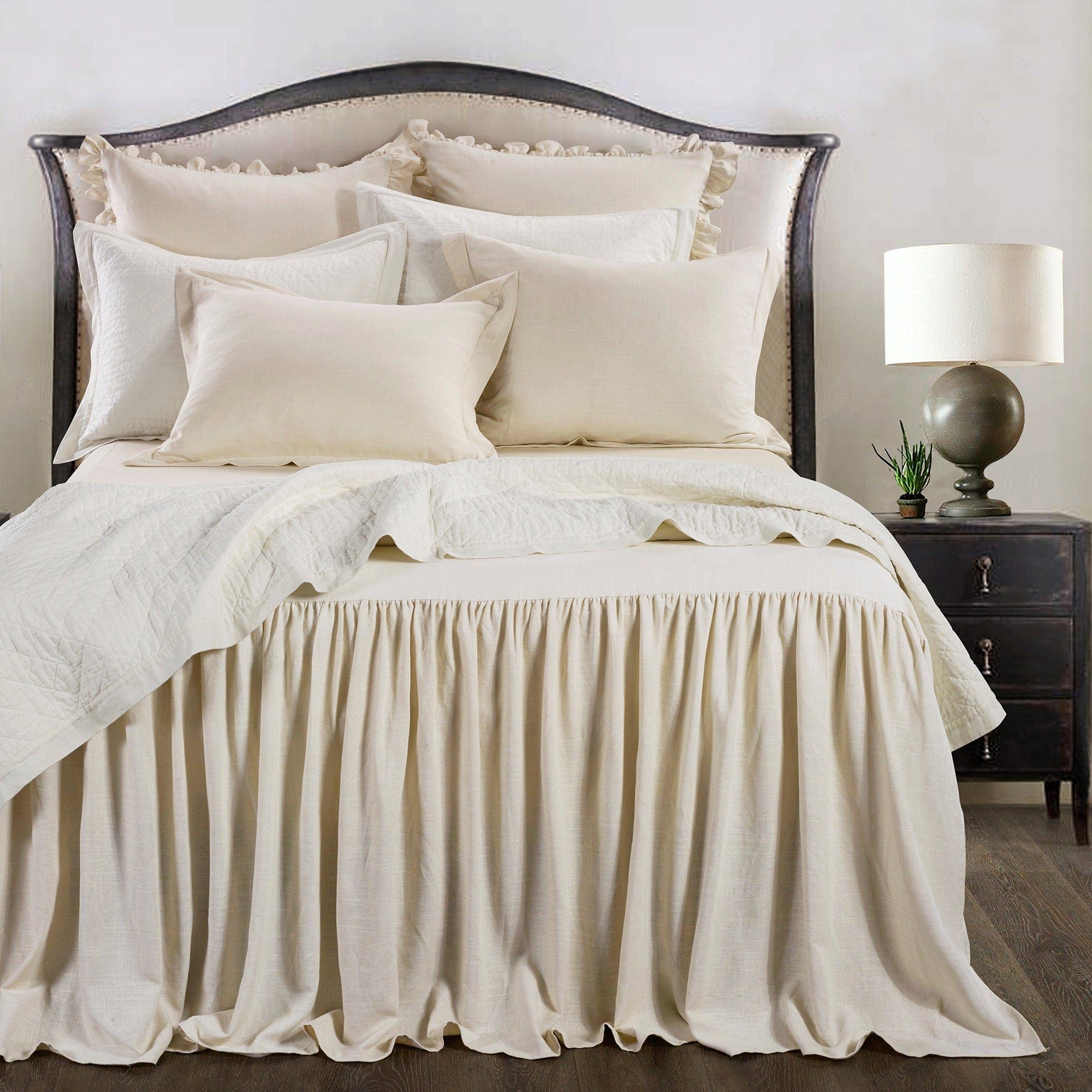 Luna - Twin Washed Linen Bedspread Set (Set of 2) - Light Tan
