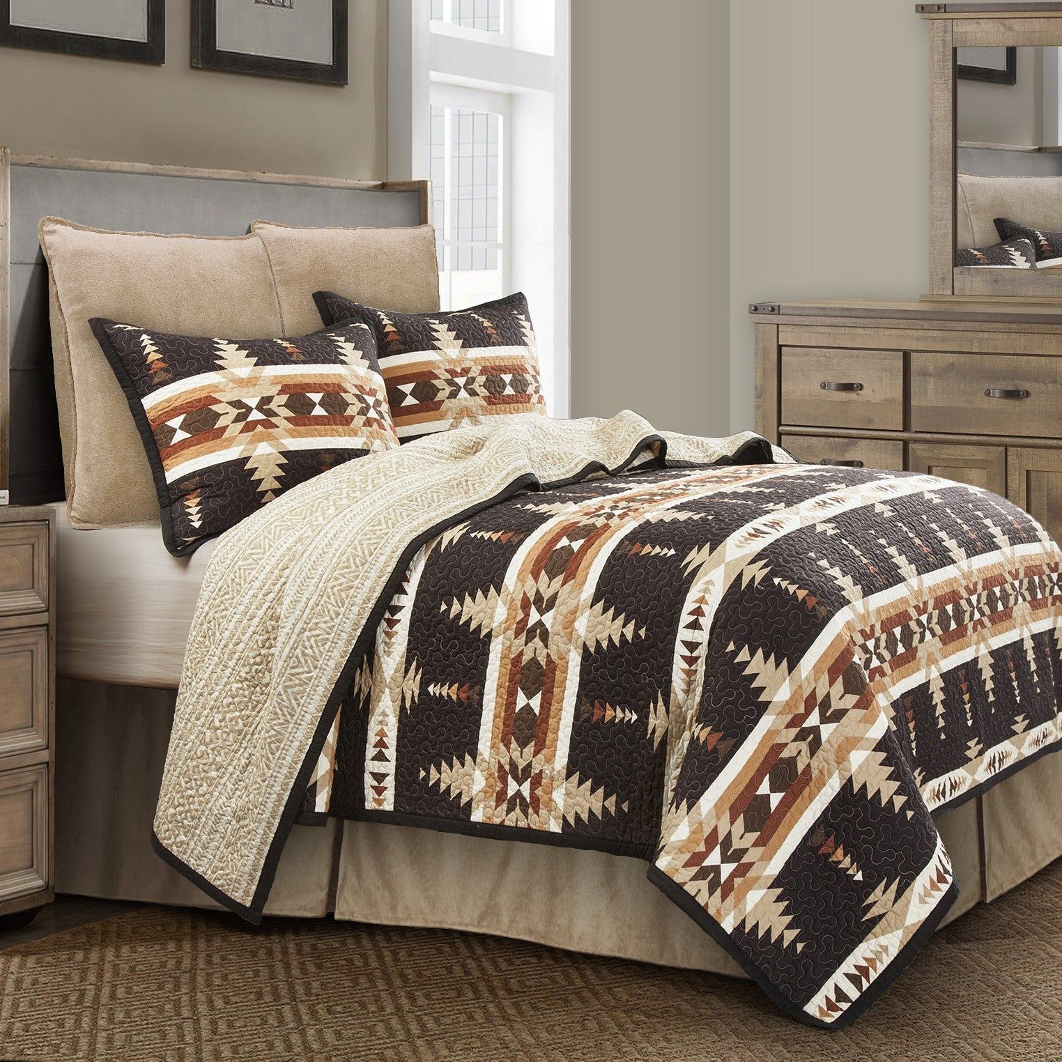 Yosemite - King Reversible Quilt Set (Set of 3) - Multi Color