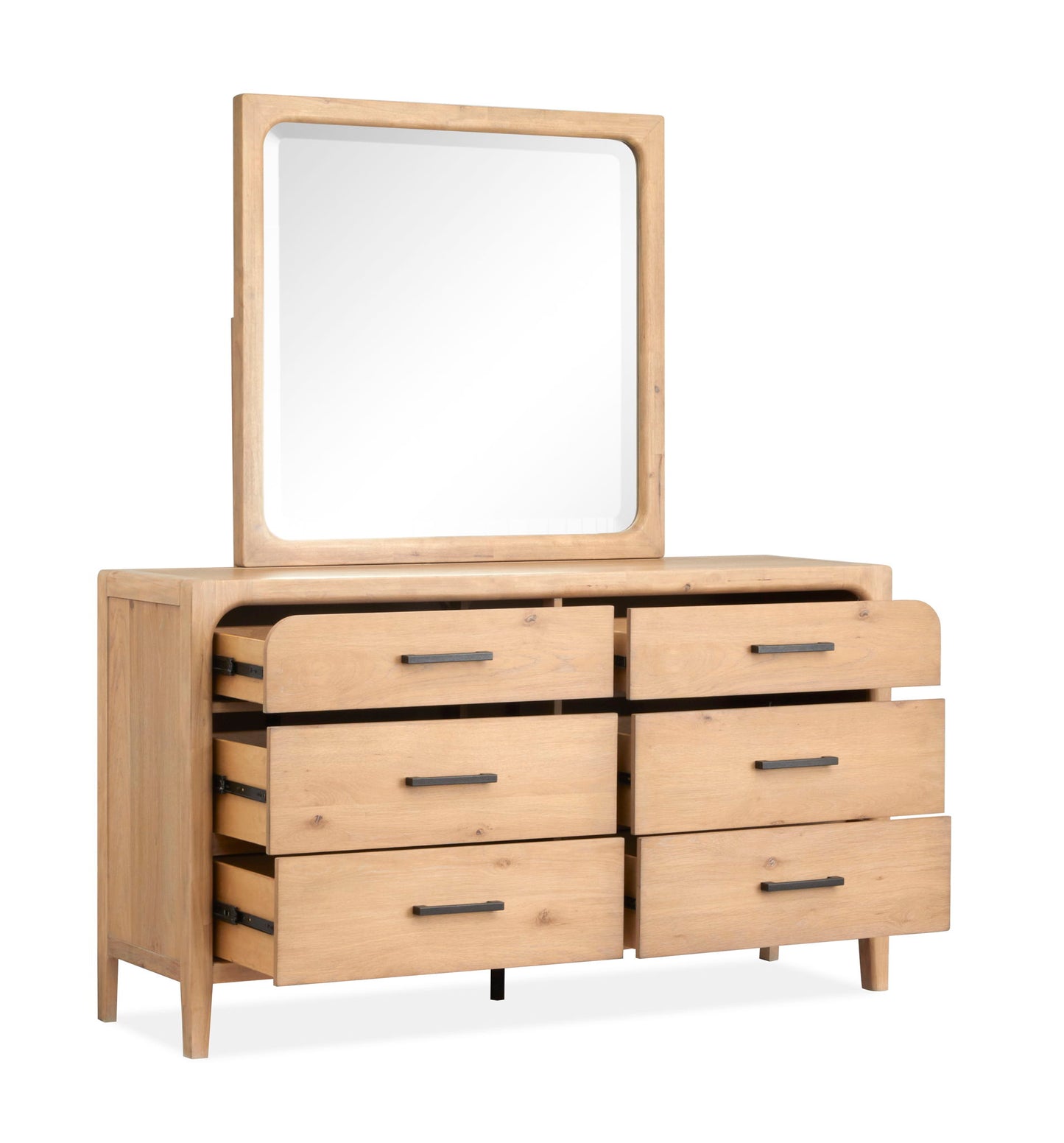 Somerset - Double Drawer Dresser with Landscape Mirror - Light Brown