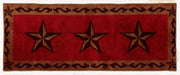 Rustic Star - 3-Star Scroll Motif Rug - Red / Brown