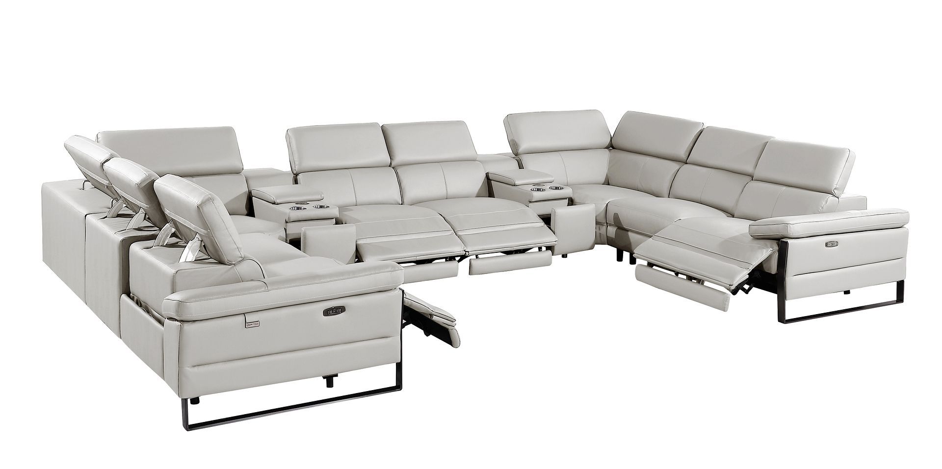 1246 - 10-Piece U-Shaped Modular Power Reclining Sectional With 4 Power Recliners And Power Headrests