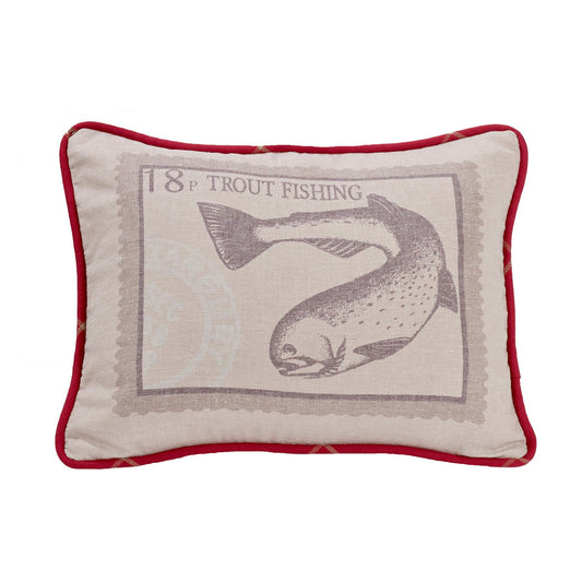 South Haven - Printed Trout Pillow - Tan