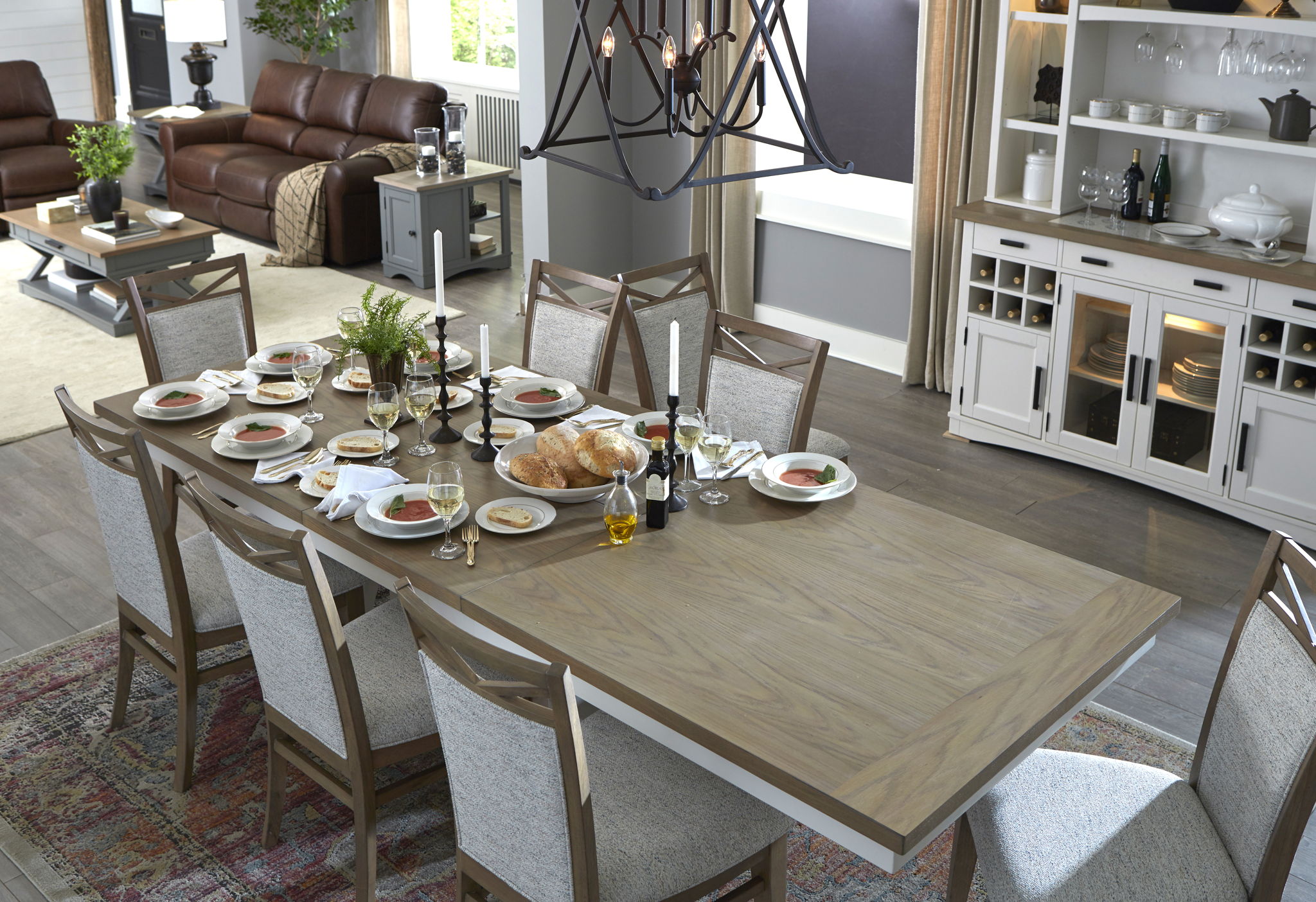 Americana Modern Dining - Trestle Dining Table With Extensions - Cotton
