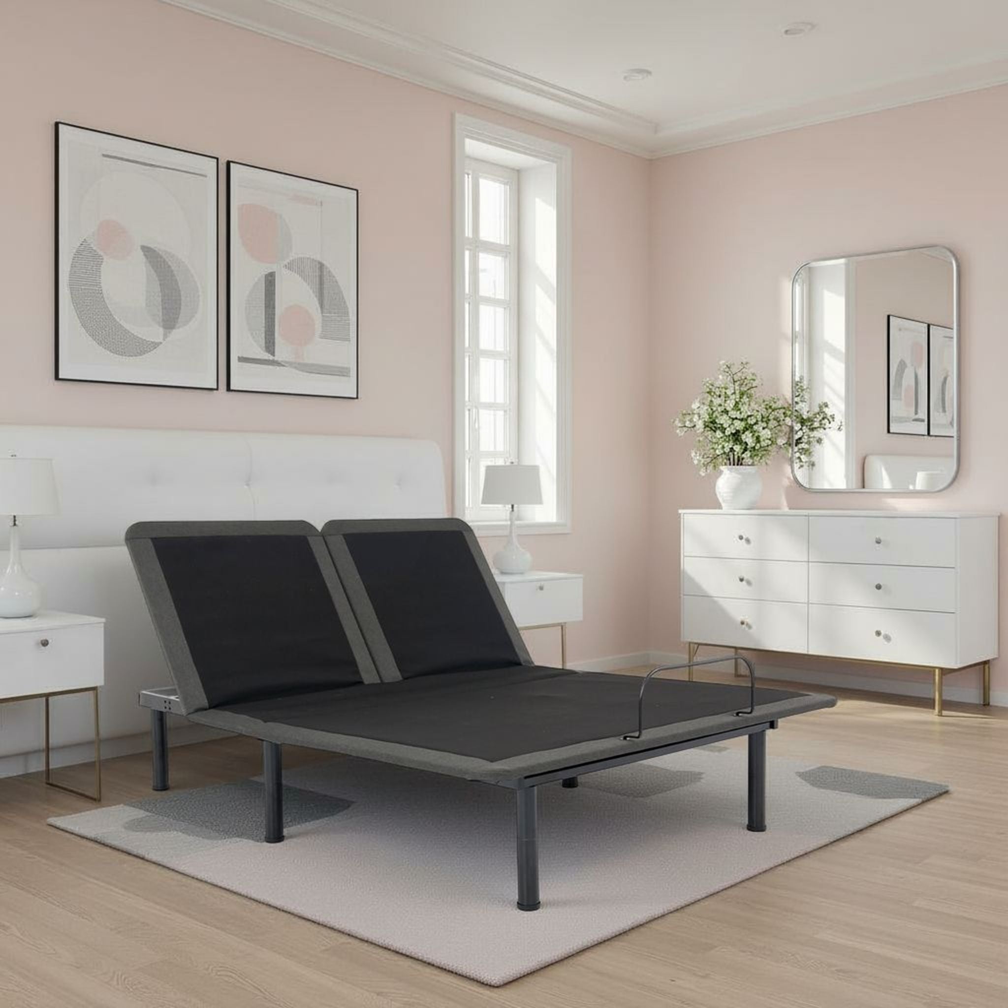 Quick Assembly Adjustable Bed Frame With Voice Activated Controls