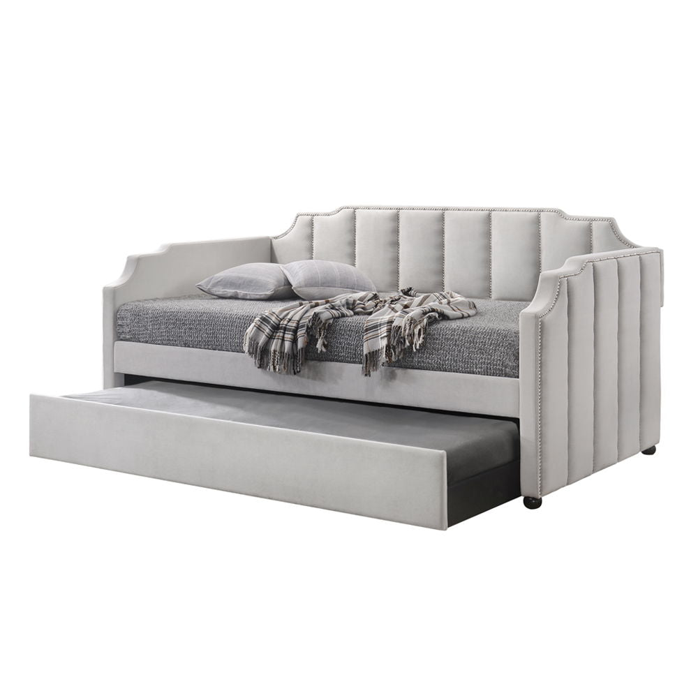 Peridot - Twin Daybed With Trundle - Dove Gray Velvet