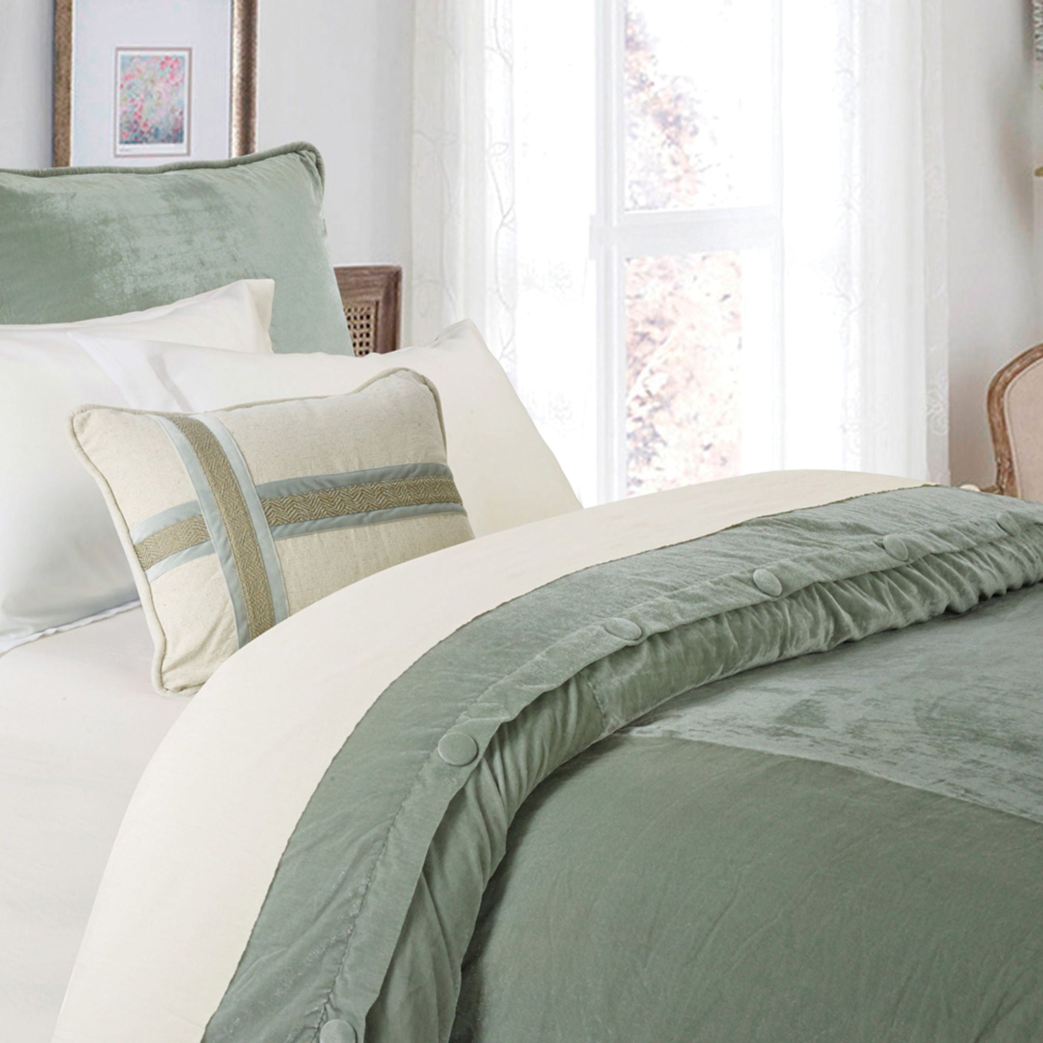 Arlington - Queen Velvet Duvet Cover - Green