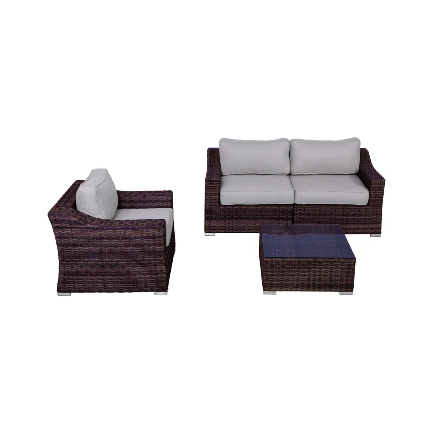 Outdoor Wicker Conversation Set With Cushions, All Weather