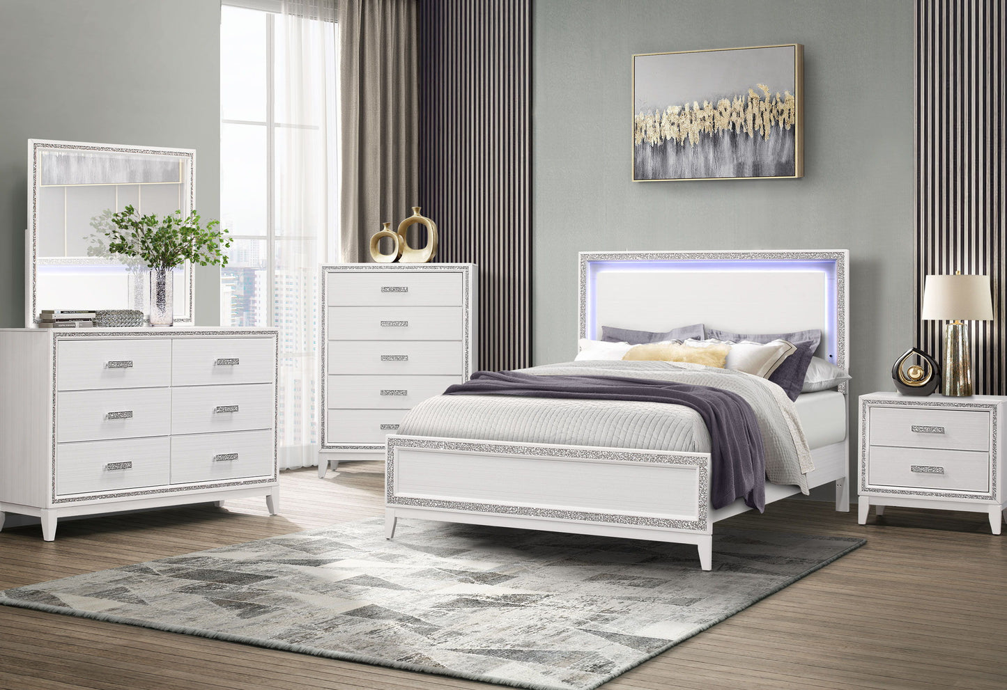 Lily - 5 Piece King Bedroom Set - White