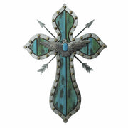 Wall Décor - 22" x 16" Thunderbird Arrow Cross Wall Décor  - Silver / Turquoise