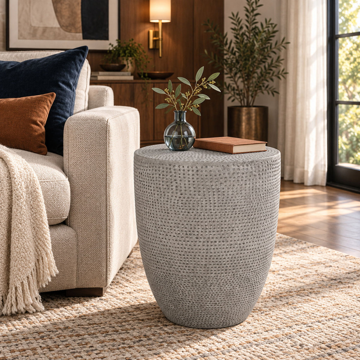 Outdoor Lightweight Concrete, Side Table - Natural