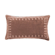 Stella - Faux Silk Velvet Embroidered Lumbar Pillow - Dusty Rose