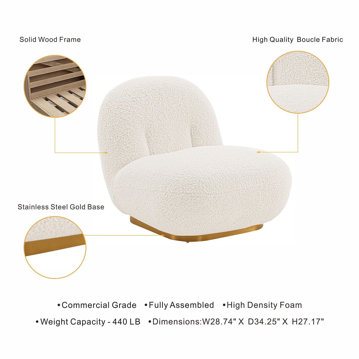 Edina - Lounge Accent Chair - White