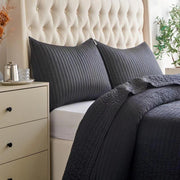 Satin Channel - Full/Queen Quilt Set (Set of 3) - Black