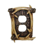 Antler Switch Plate - 5" x 3.5" Antler Outlet Cover Wall Plate  - Brown