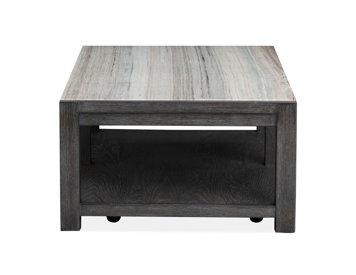 Plum Creek - Rectangular Cocktail Table With Casters - Ravenwood Black