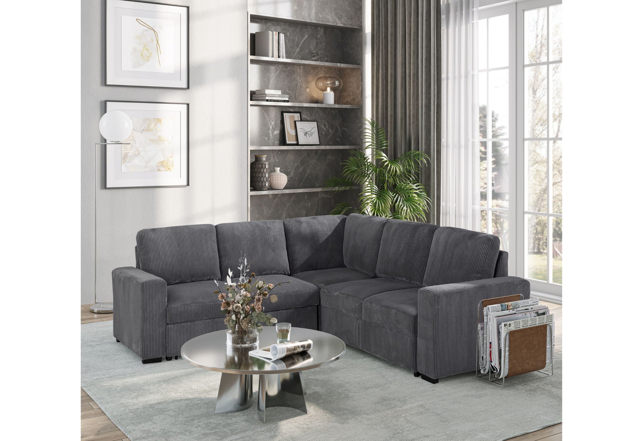 U2660 Sectional Without Chaise And With Pull Out Sofa Bed - Thumbnail 4