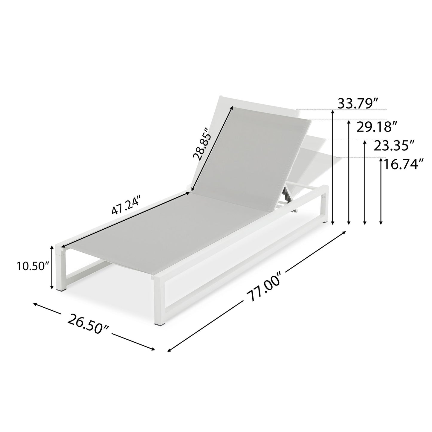 Chaise Lounge With 5 Reclining Positions, Outdoor Patio Lounge Chairs
