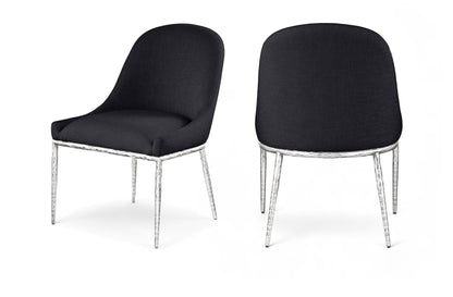 Ferro - Upholstered Dining Side Chair With Brushed Silver Legs