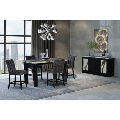 Magaly - Bar Table With Marbled Top Detail And Scalloped Edges - Dark Gray