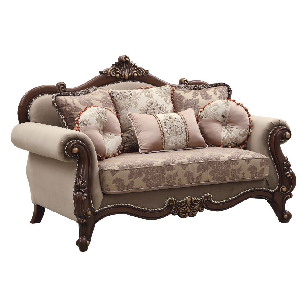 Mehadi - Loveseat - Velvet & Walnut