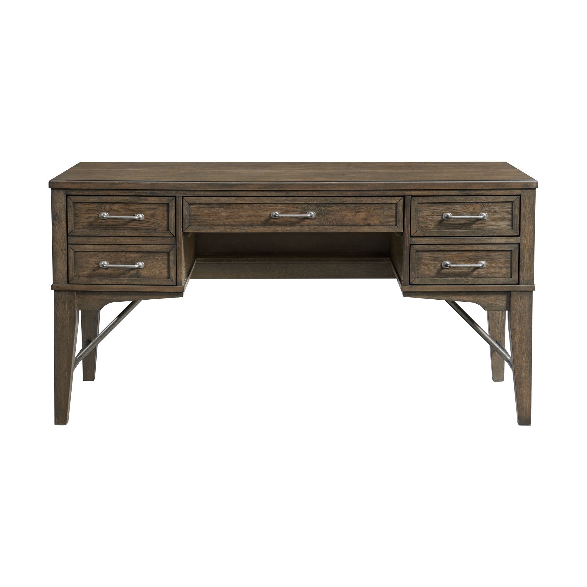 Preston - 58" Half Pedestal Desk - Weathered Vintage Oak