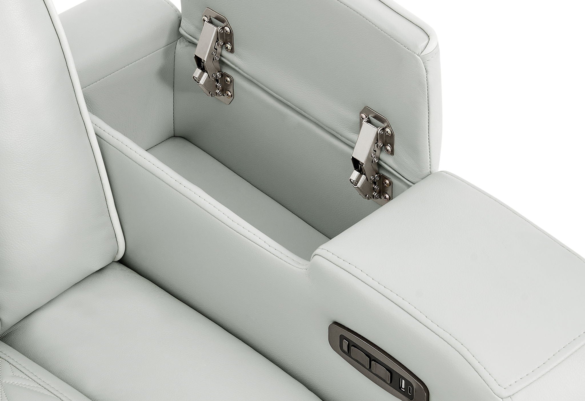 U8611 - Power Console Reclining Loveseat With Power Headrest, LED And Speaker - Silver