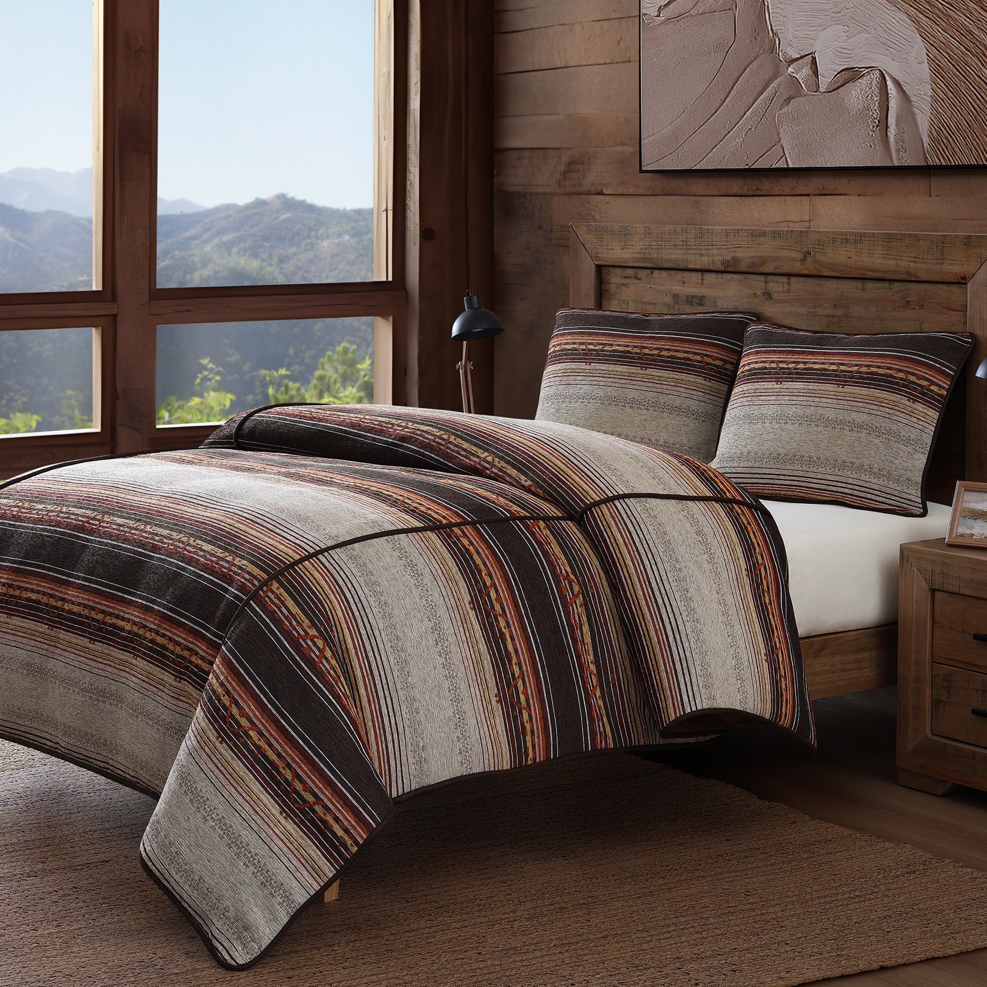 Estes - Full Chenille Comforter Set (Set of 3) - Copper