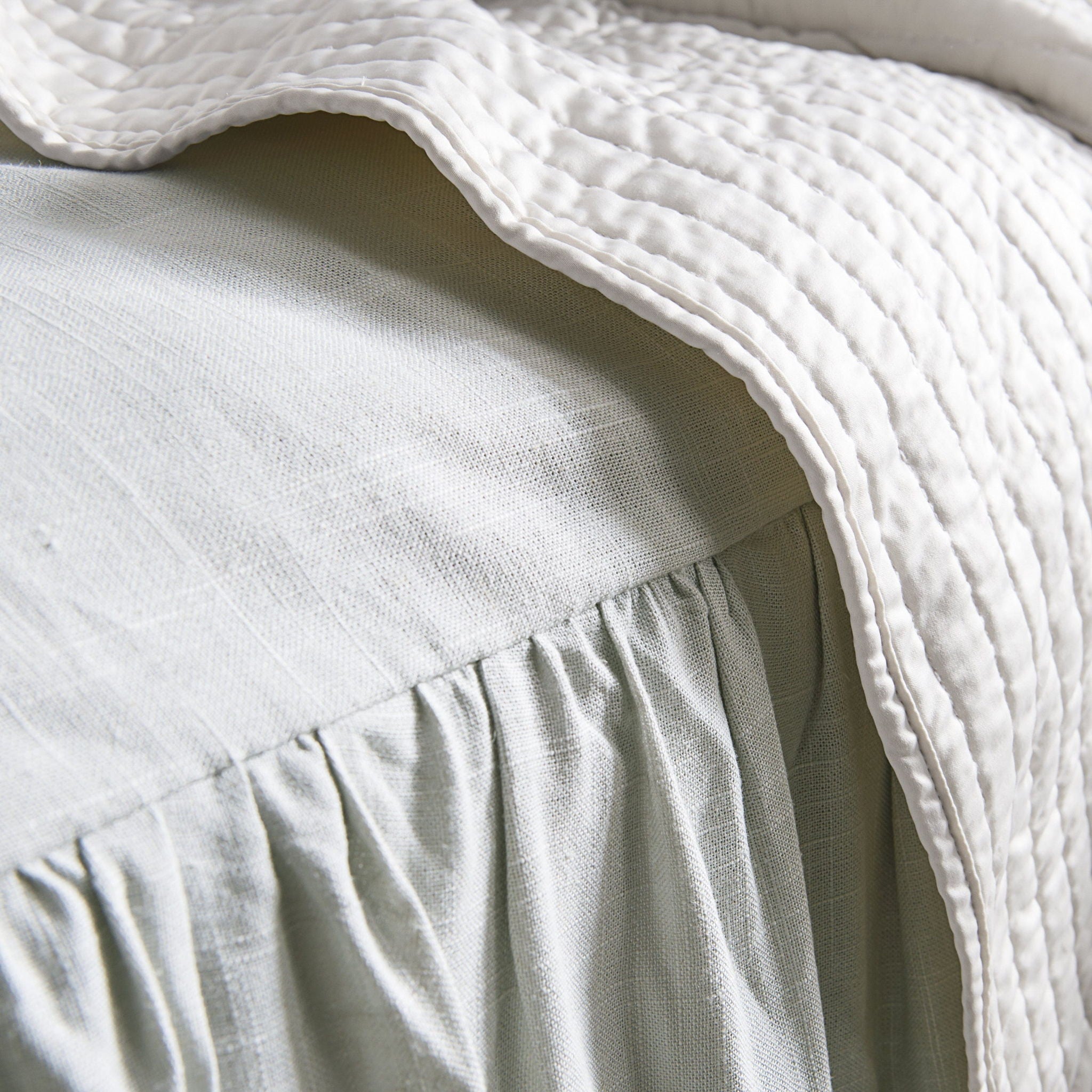 Luna - Queen Washed Linen Bedspread Set (Set of 3) - Light Gray