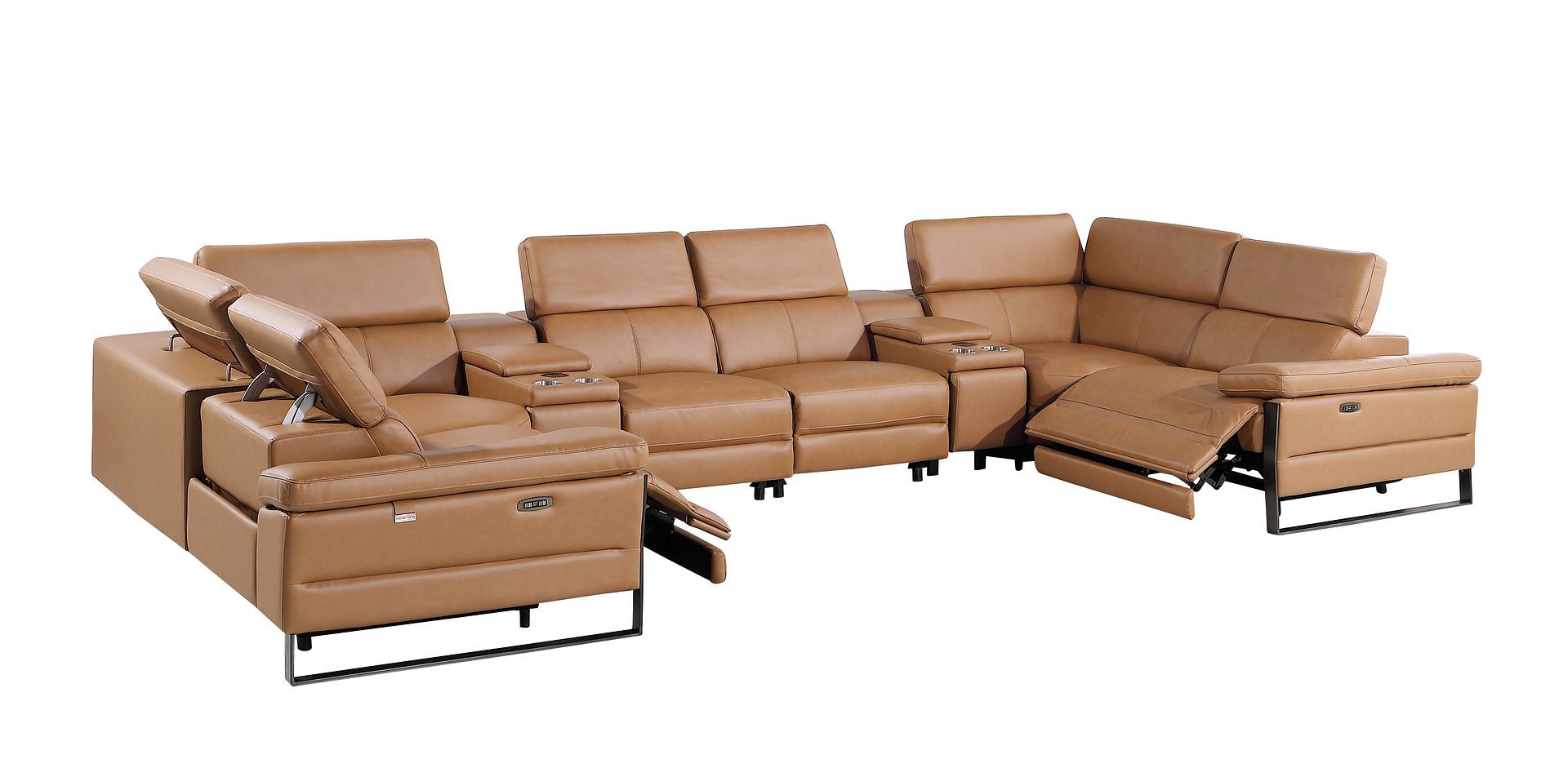1246 - 8-Piece U-Shaped Modular Power Reclining Sectional With 2 Power Recliners And Power Headrests