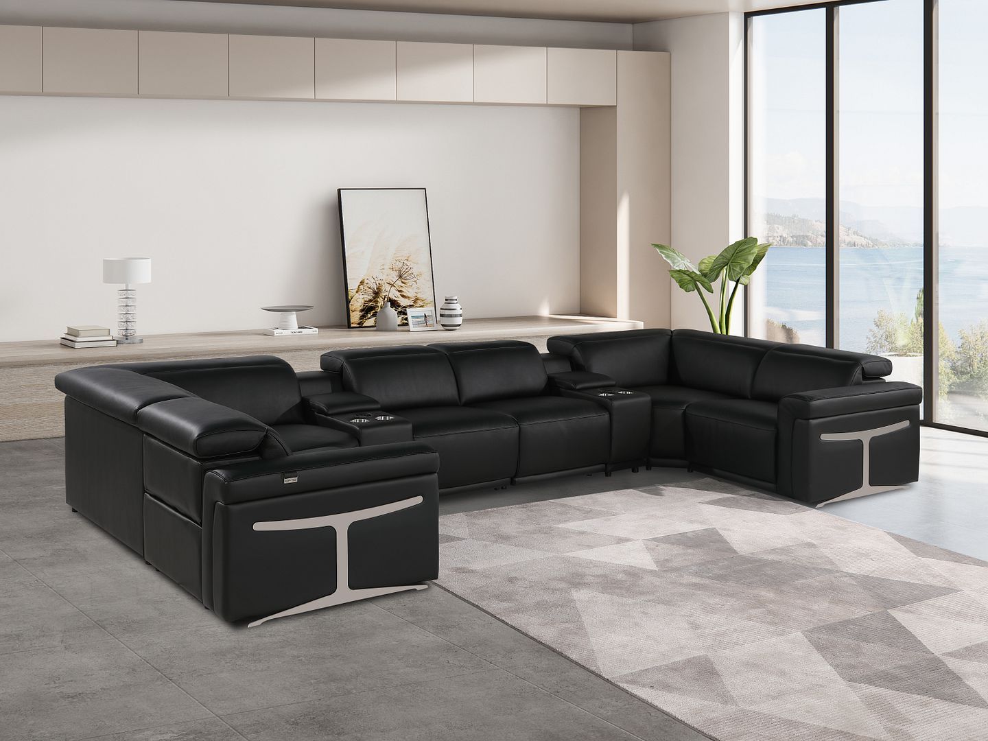 1126 - 8-Piece U-Shaped Sectional Sofa In With 4 Power Recliners & Power Headrest