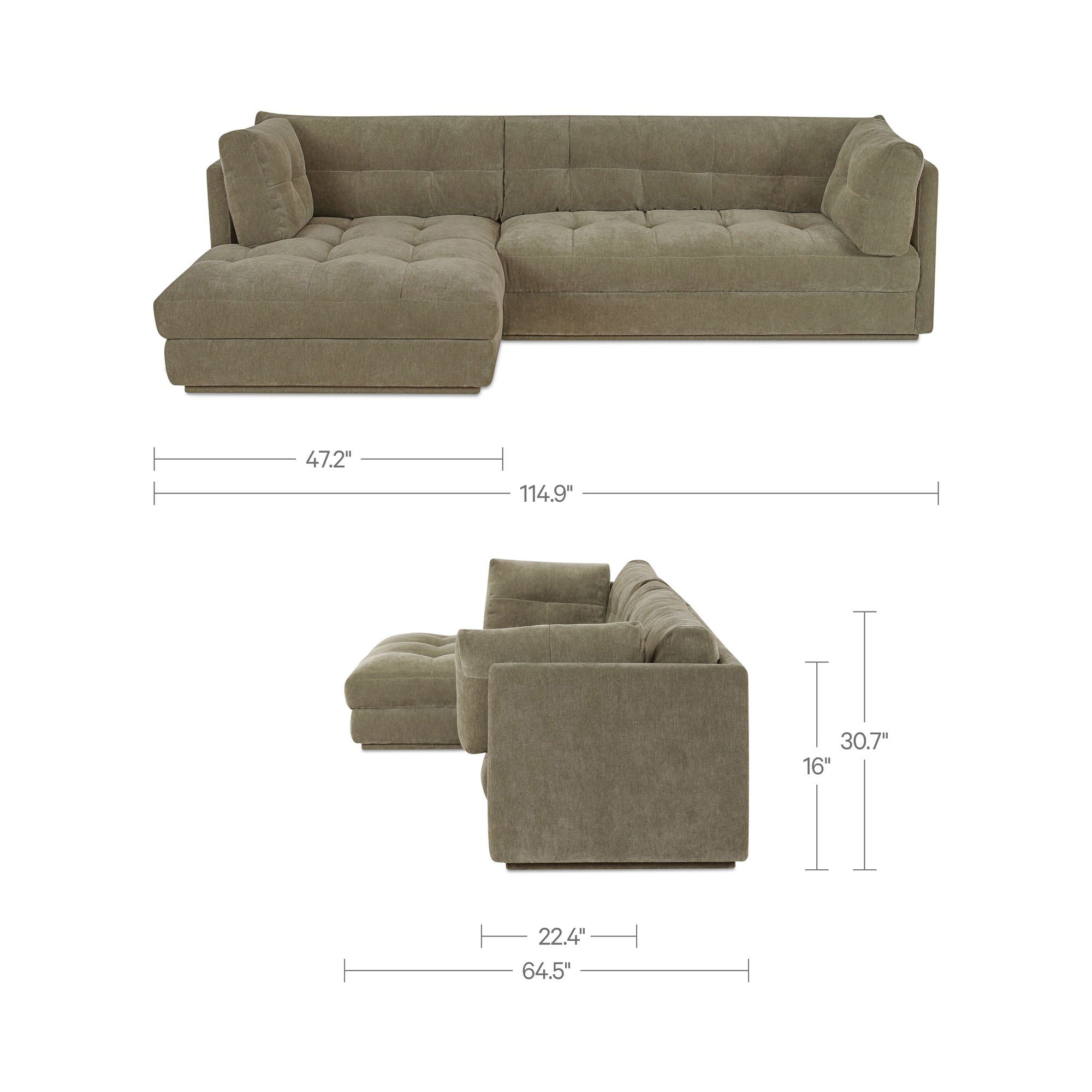 Mischa - Left Sectional - Sage Green