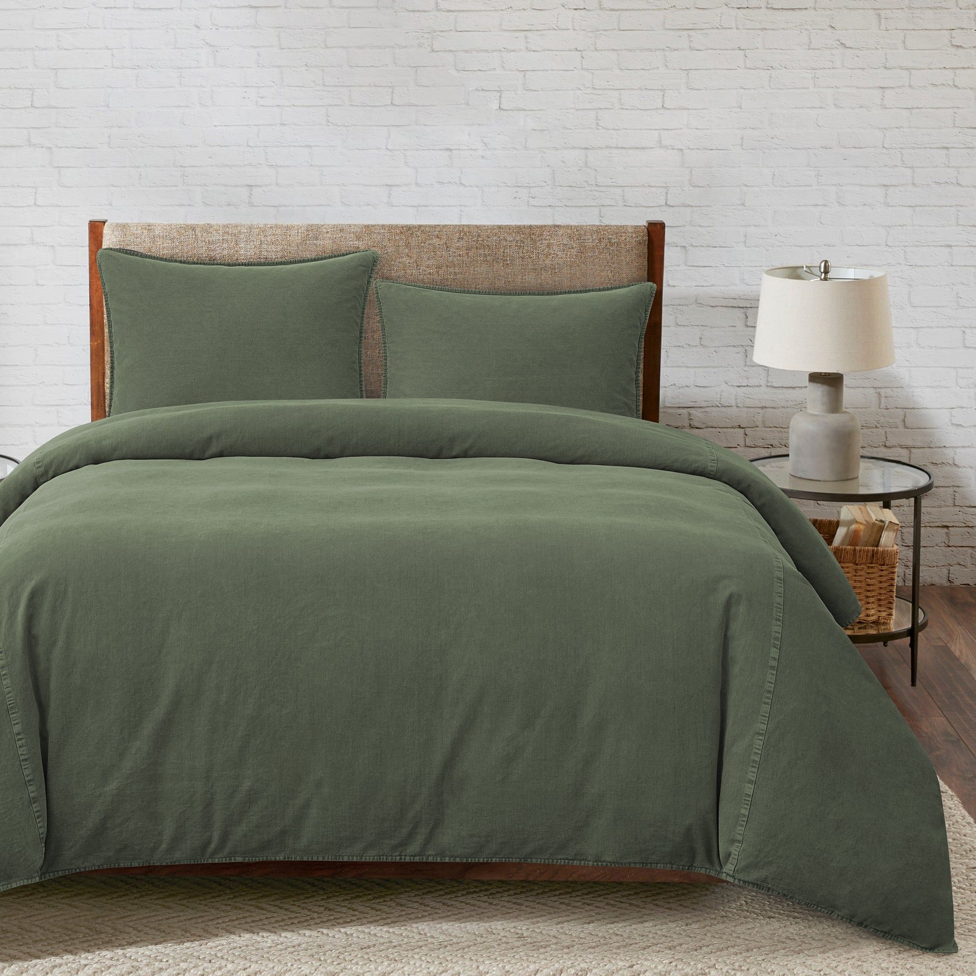 Cotton Canvas - Queen Stonewashed Duvet Cover Set (Set of 3) - Duffle Bag