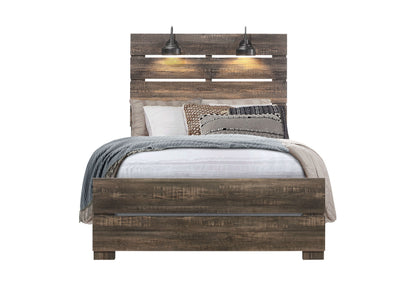 Linwood - 5 Piece Full Bedroom Set With Lamps - Dark Oak