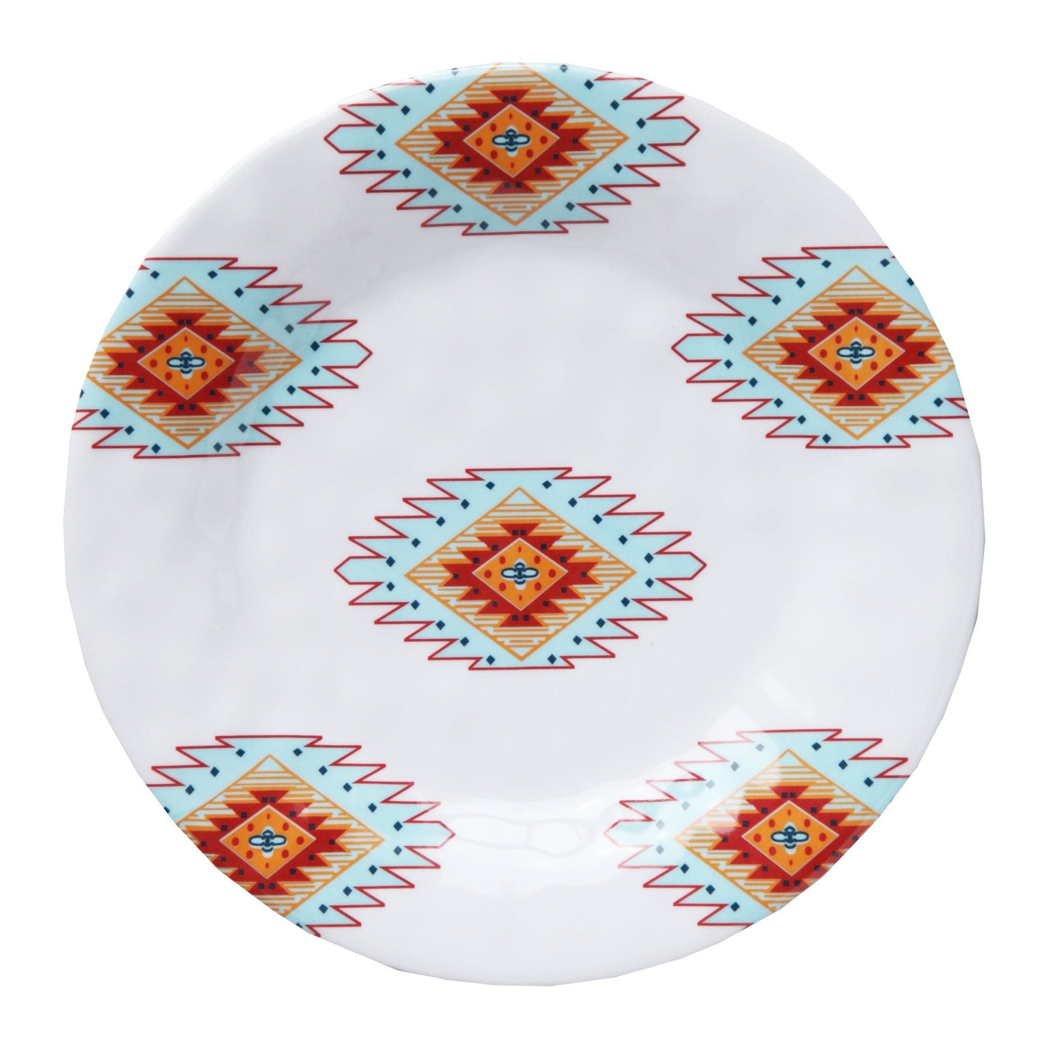 Southwest Melamine - Salad Plate (Set of 4) - White / Orange / Red