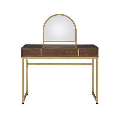 Coleen - Vanity Desk - Walnut & Gold Finish - 50"