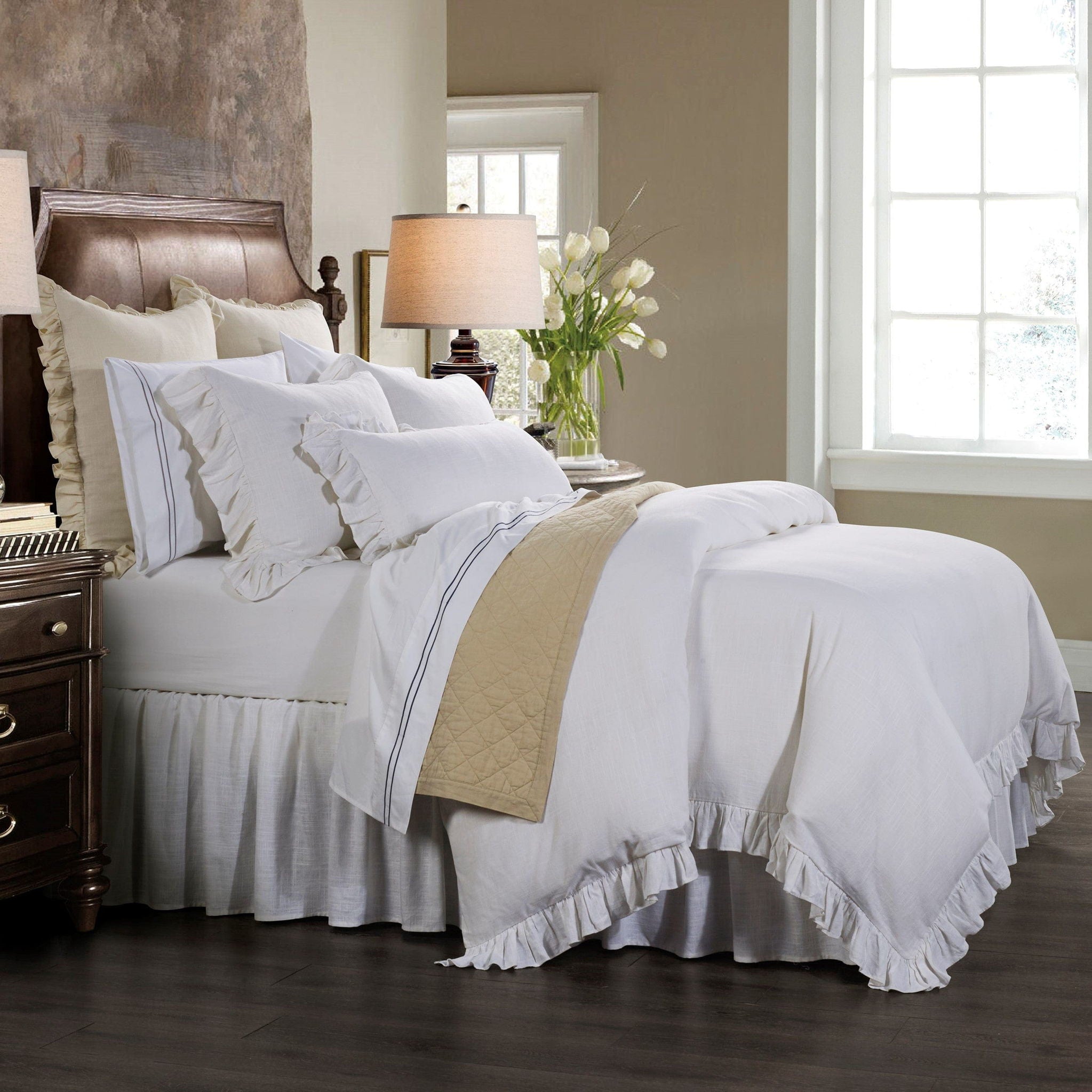 Lily - King Washed Linen Duvet Cover Set (Set of 3) - White