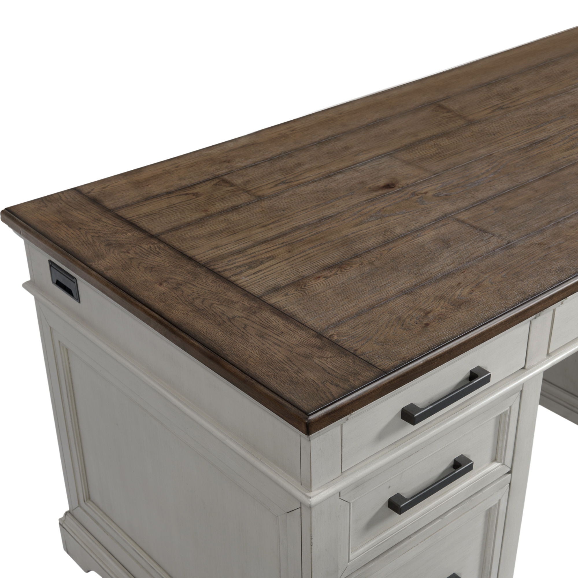 Drake - Executive Desk - Rustic White / French Oak